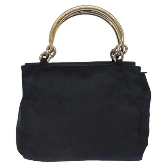 PRADA Hand Bag Nylon Black Gold Auth 127868 - Picture 3 of 16